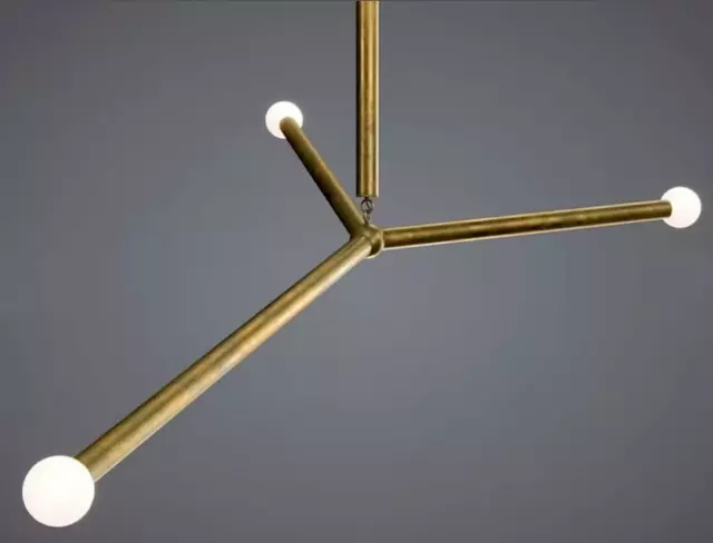 3 Arme Modern Gebürstetes Messing Sputnik Kronleuchter Licht Einbau Deckenlampe
