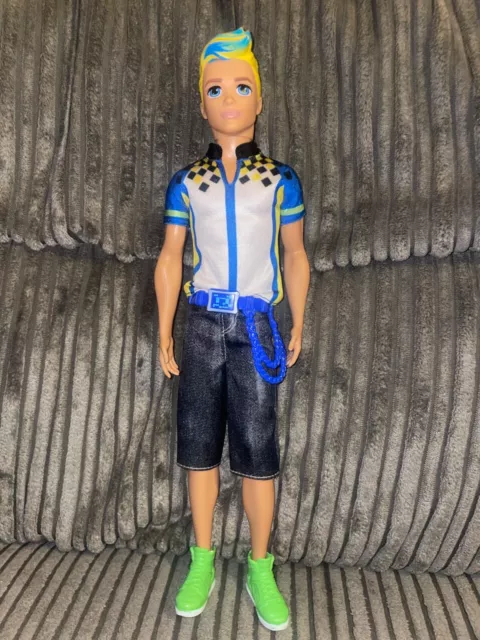 Barbie Video Game Hero Ken Doll 2016 Big Eyes Blue Hair Clothes Shoes Accessory