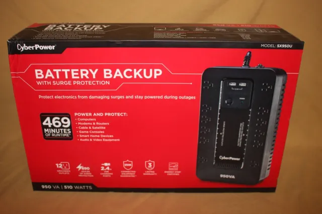 Cyber Power 950VA/510 Watts Battery Backup With Surge Protection SX950U  NEW