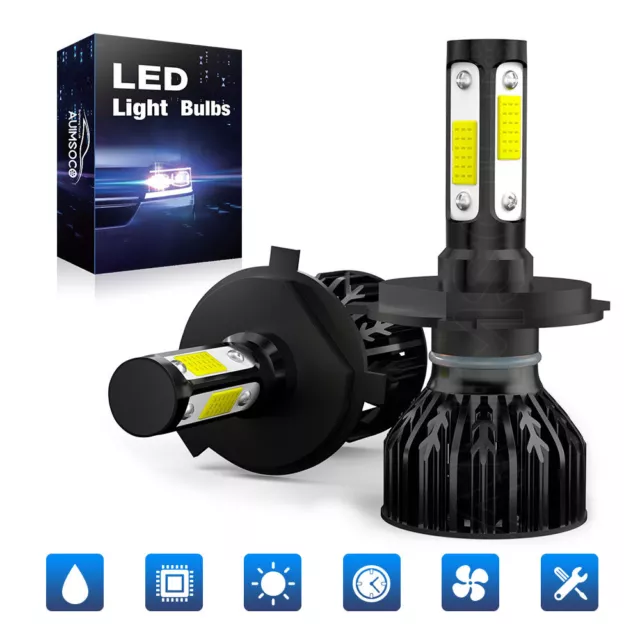 9003 H4 LED Headlight Bulbs Kit 10000W 1000000LM Hi/Lo Beam Super Bright 6000K