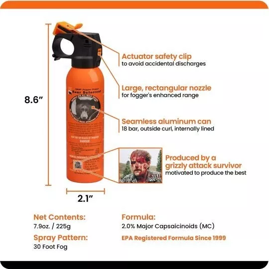 🔥🐻 New UDAP Pepper Power Bear Spray Repellant w/ Free Griz Guard Holster 🐻 🔥 3