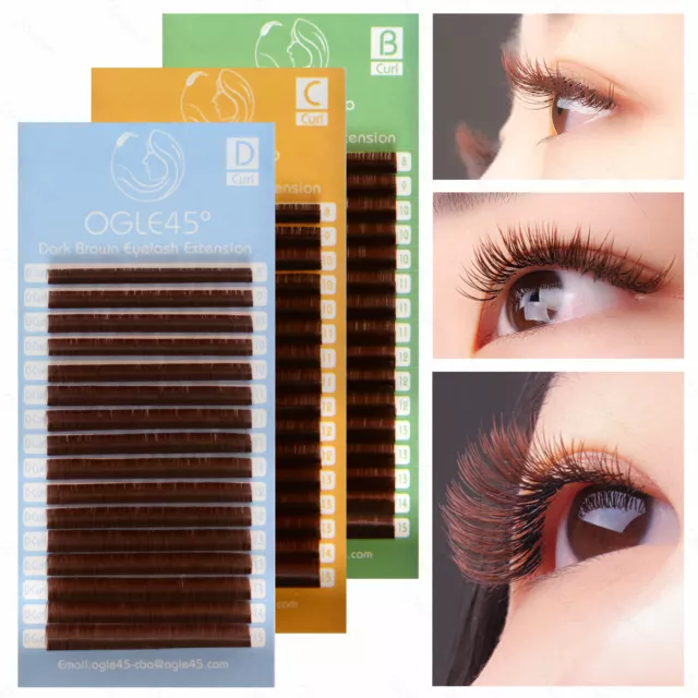 HQ Dark Brown Lash Silk lashes B C D Curl 0.07mm Mixed Tray Eyelash Extensions