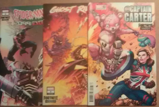 Marvel Comics (9) Fortnite Variant Covers VENOM, Capt Carter, Ghost Rider, Silk 3