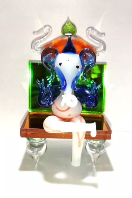 Indian traditional GLASS OVERSEAS Ganesh Statue for Car Dashboard Multicolour