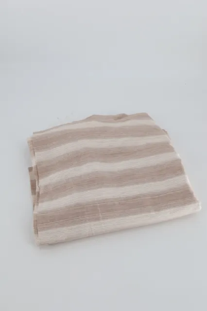 Pottery Barn Jamie Stripe Drape Brown Cream 50x108 Linen/ Cotton Curtain