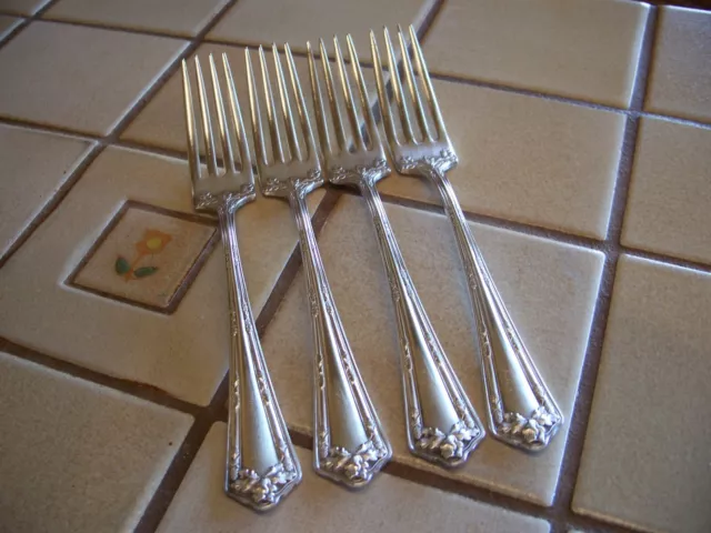 Wm Rogers & Son Oak Leaf Pattern Aa Silverplated Lot 4 Dinner Forks Pat Feb 1918