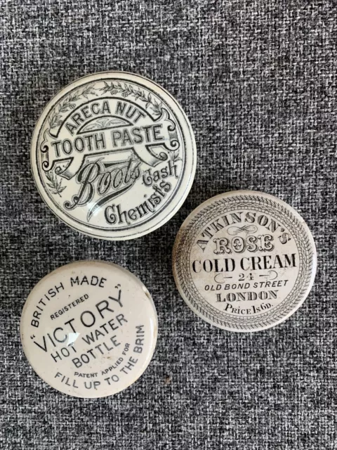 Victorian Boots Cash Chemists Areca Nut Atkinson Cold Cream Pot Lid & H/W Lid