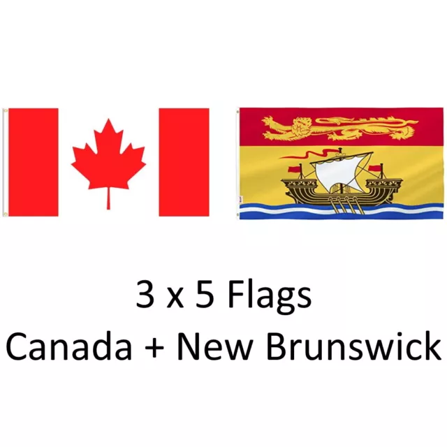 CANADA + NEW BRUNSWICK 3ft x 5ft BANNER/FLAG 2 PK HIGH QUALITY 100% POLYESTER