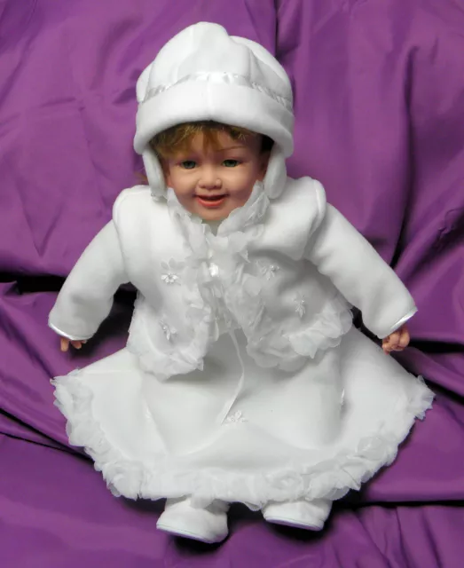 Taufe Taufkleid Babykleid Winteranzug  Kleid Polarflecce 3-teilig,Gr.62-86,PCH07