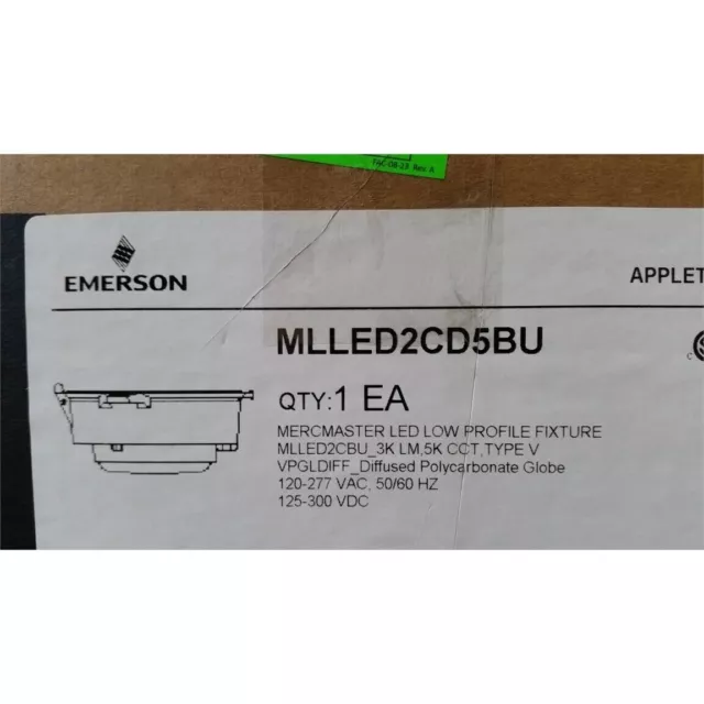 Emerson MLLED2CD5BU Appleton MercMaster LED Low Profile Fixture 28W 120-277VAC