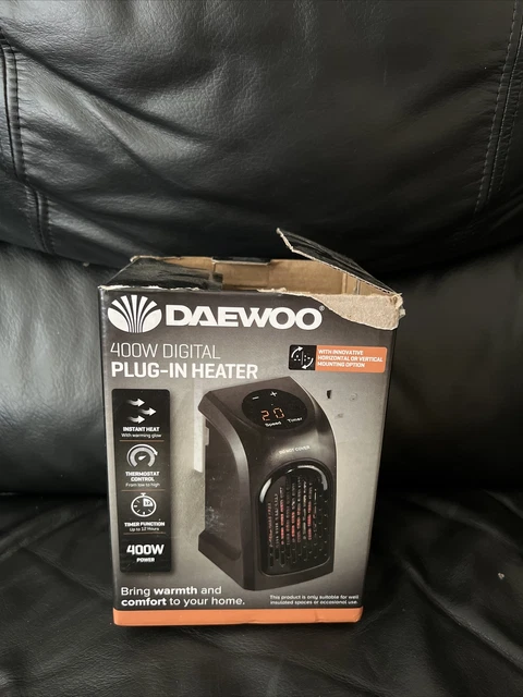 DAEWOO HEA1473 400W Electric Plug-In Heater - Black (0.5Kg)(about  16×12×9cm) £16.99 - PicClick UK