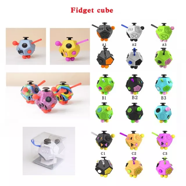 Fidget Cube Anxiety Stress Relief Focus 12-side Calm Funny Finger Toy Kids Adult