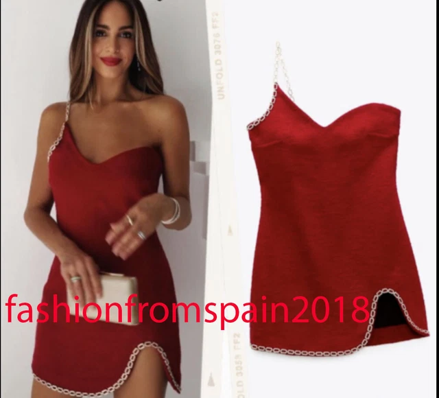 ZARA NEW WOMAN Mini Asymmetric Dress With Chain Burgundy Xs-Xl 8910/795  $77.77 - PicClick