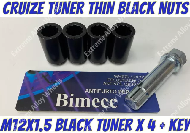 Alloy Wheel B Black Tuner Nuts x 4 M12x1.5 Hyundai Getz i10 i20 Lantra Matrix