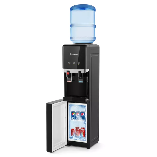 Hot Cold Water Cooler Dispenser with Freezer Cabinet Compressor Refrigeration