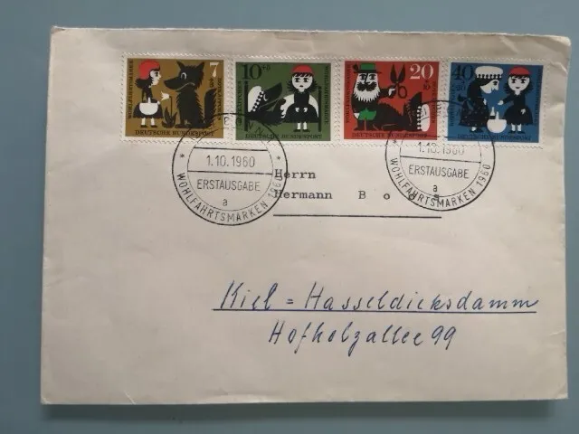 BRD FDC  NR 340-43 Wohlfahrt 1.10.1960