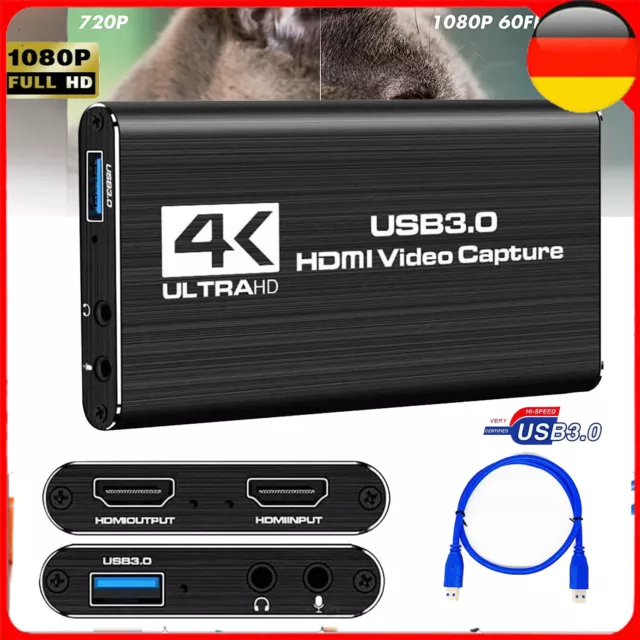 Videoaufahmekarte Game Capture 4K USB 3.0 HDMI Capture Card mit 1080P60 für PS5