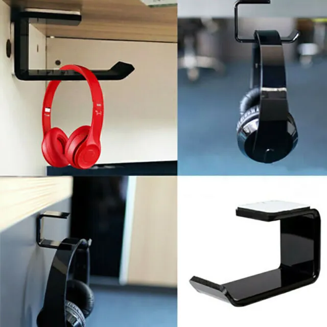 Acrylic Under-Desk Headphones Stand Holder Headset Display Hanger Hook Mount