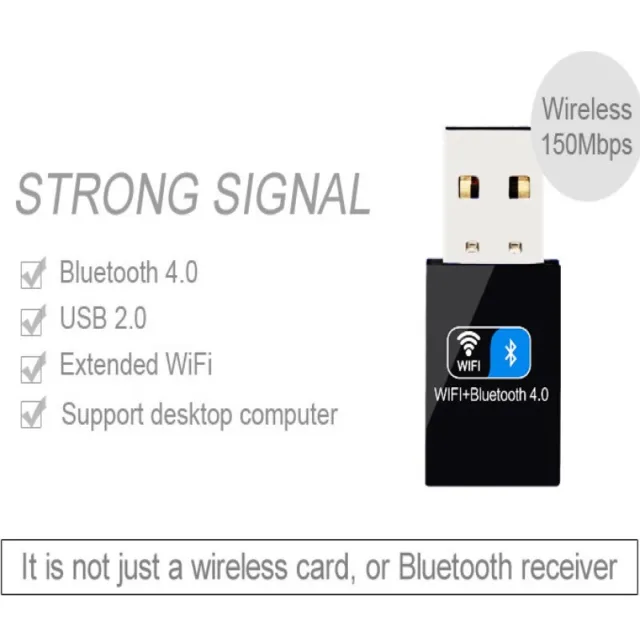 2IN1 Mini 150M Wireless Wi-Fi USB Wifi Network Lan Card + Bluetooth V4.0 Adapter