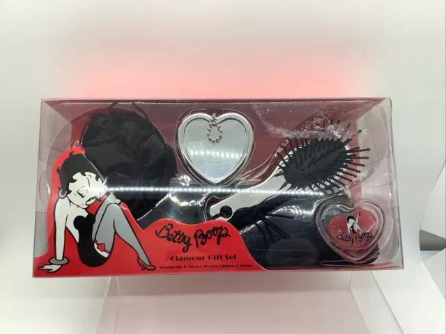 Betty Boop Glamour Gift Set Hair  Scrunchie Compact Mirror Hair Brush Purse Box