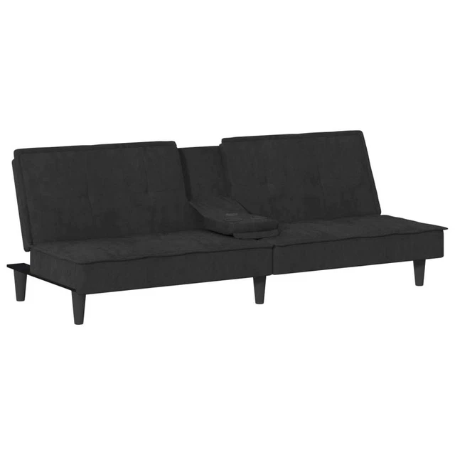 AX Divano Letto Ospiti Nero Tavolino Portabicchieri 2USB Regolabile Nuovo 351924