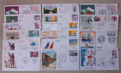1974à1998 France Lot de 16 Enveloppes 1er Jour Série Militaire Guerre