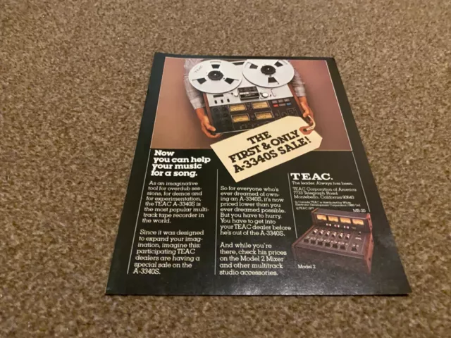 Jbf43 Advert 11X8 Teac A-3340S Rolle Zu Rolle Bandrecorder