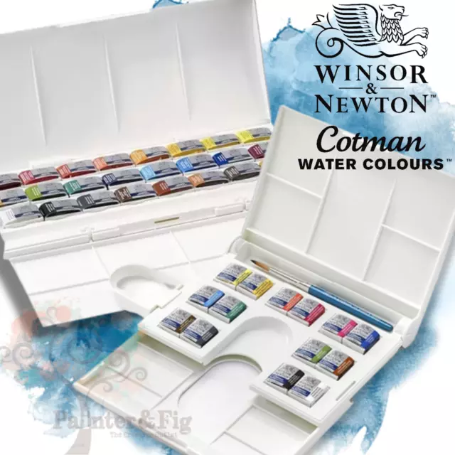 Winsor & Newton Cotman Watercolour Set Half Pans & Whole Pans 12 14 24 45 Sets