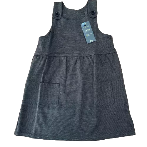 Girls Grey Pinafore School Dress Uniform Pocket Pinny Age 3 - 8 Years