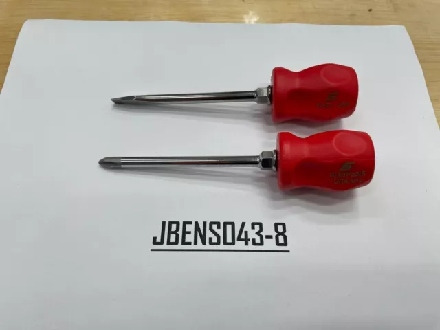 Snap-on Tools USA NEW 2pc RED Hard Stubby Handle Standard Shaft Screwdriver Set