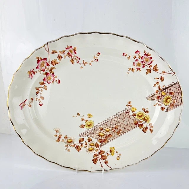 Piatto Vassoio ovale antico inglese in ceramica Keeling & Co Vecchio d'epoca 800