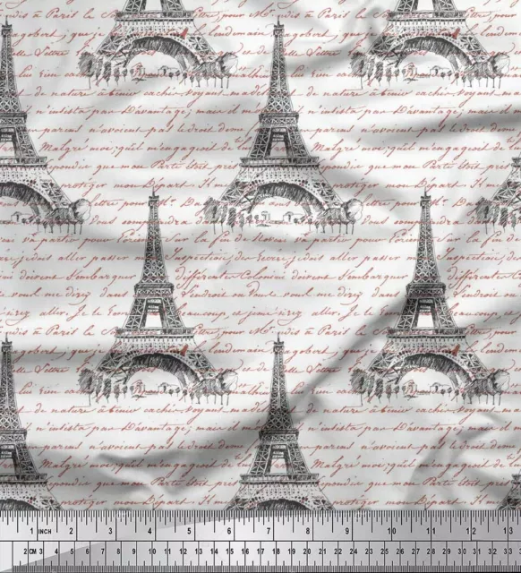 Vintage Paris Eiffel Tower Fabric Cotton Linen For DIY Handmade Decor  Material