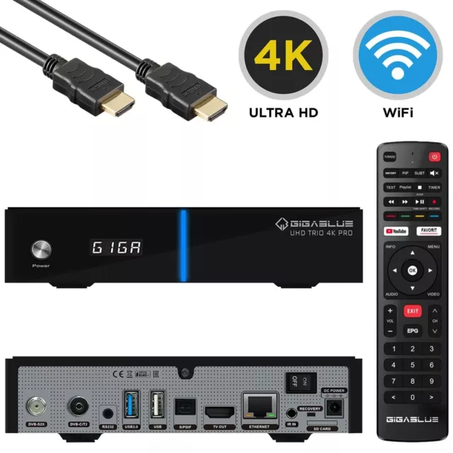 GigaBlue TRIO PRO UHD 4K 1x DVB-S2X 1x DVB-C/T2 Tuner BT WiFi Combo-Receiver