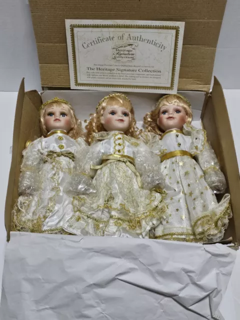 NEW (NIB) Heritage Signature Collection Angel Dolls  #80050 Set Of 3 W/ COA