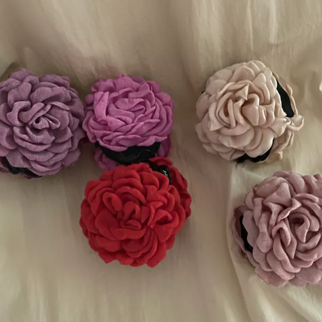 Clip per capelli grande artiglio grande fiore rosa retrò elegante tessuto donna clacson capelli rosa SN❤