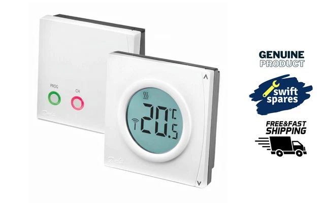 DANFOSS RET2001RF+RX1-S WIRELESS Electronic Digital Room Thermostat  087N6474 £45.00 - PicClick UK