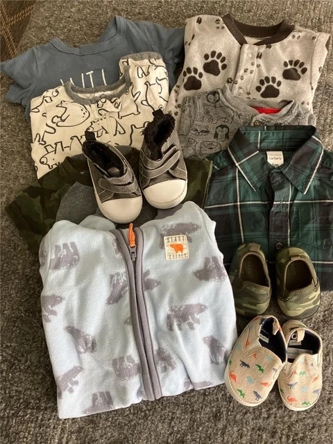 Infant Baby Boy's 6 month 7pc Mixed One Piece Jumpsuits & Shoes 3 month