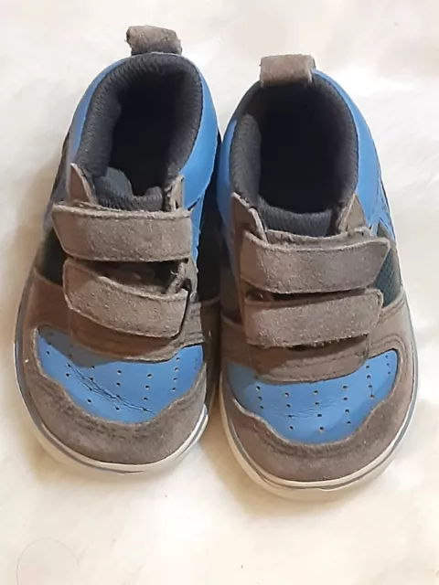 Baby Gap Infant/baby/toddler brown/blue hook and loop loafers shoes size 6