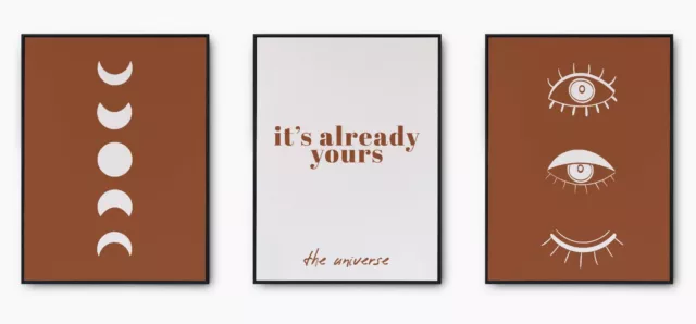 Boho Prints, Motivational Posters, Framed Wall Art Quote, Gallery Wall Set A3/A4