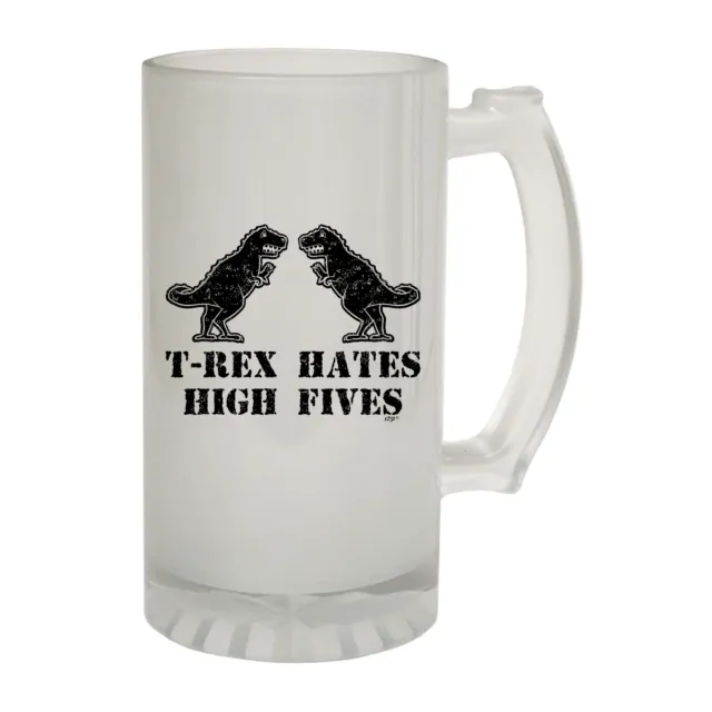 Trex Hates High Fives Dinosaur Novelty Gift Frosted Glass Beer Stein Gift Boxed