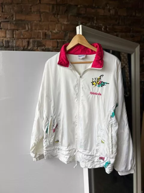 Reebok vintage 90s Unisex White Long Sleeve Jacket Track Poches Zip Taille - S/M