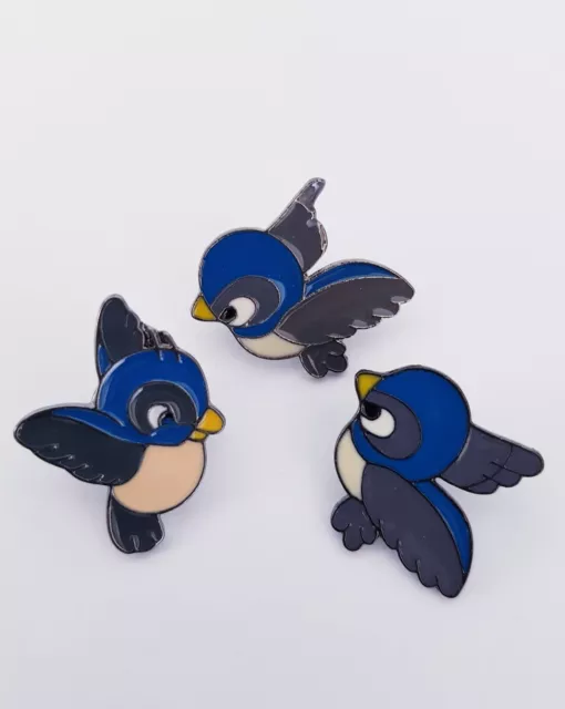 Enamel Pin Badges - Set of 3 - Blue Birds - EB0033