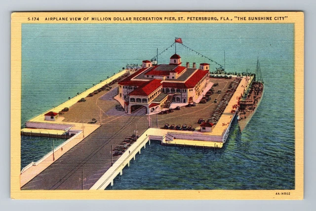 St. Petersburg FL-Florida, Airplane View, Million Dollar Pier, Vintage Postcard