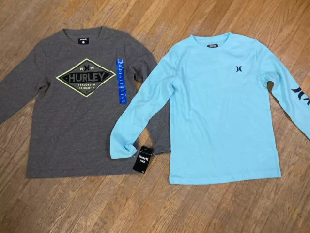 HURLEY SIZE 10/12 Boy's 2-Pack Thermal Crew Neck Long Sleeve T-Shirts ...