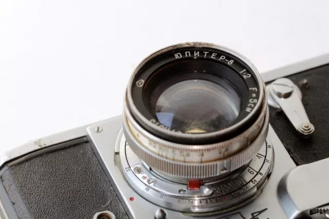 Rare soviet camera KIEV 3A 1957j USSR   Soviet CONTAX LENS Jupiter-8 Red P Good 3