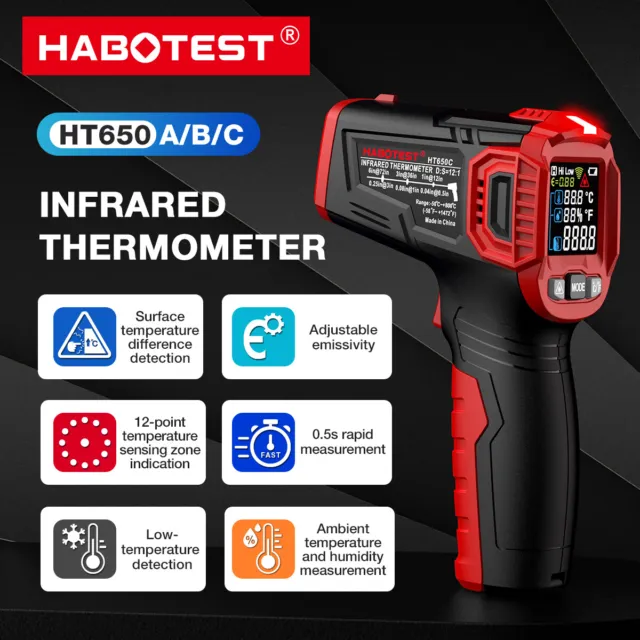 HABOTEST HT650 IR-Infrared Thermometer Tester Temperature Measurement No-Contact