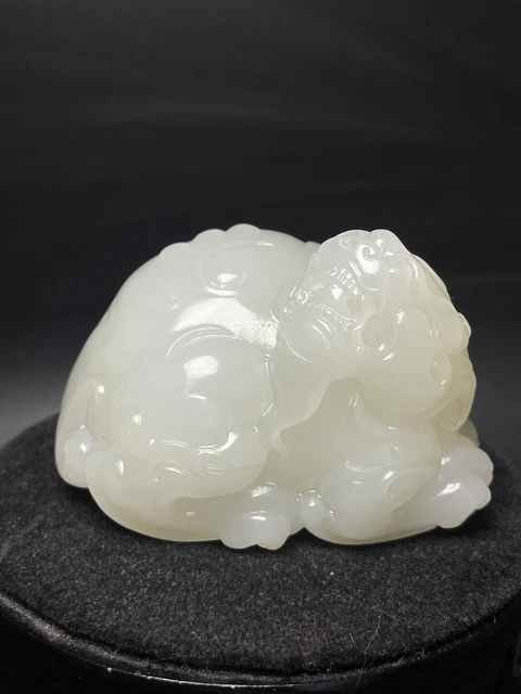 Chinese Exquisite Handmade Brave Troops carving Hetian Jade Statue