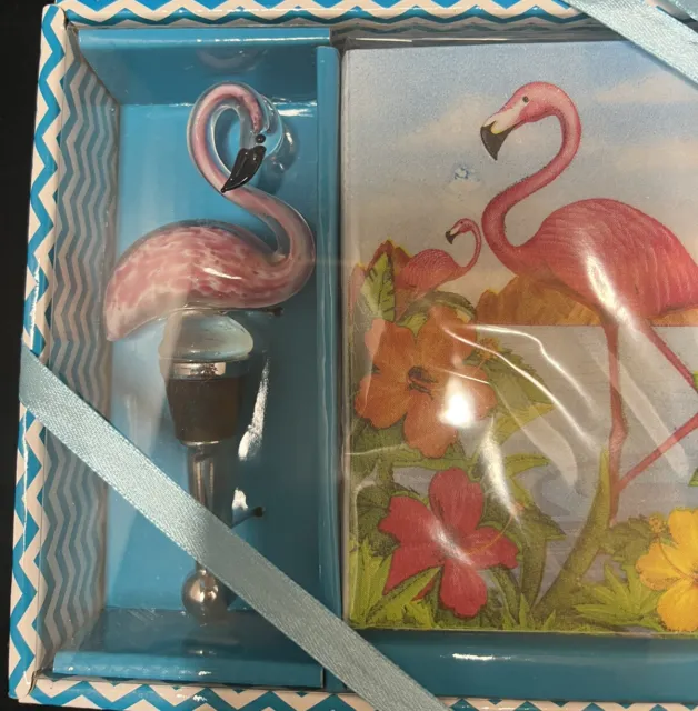 flamingo Glass  wine bottle stopper decorative napkins