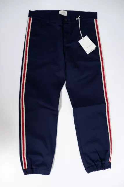 Gucci NUOVI pantaloni da ragazzo, stile da combattimento, taglia età 10 anni, dettaglio rete, blu navy