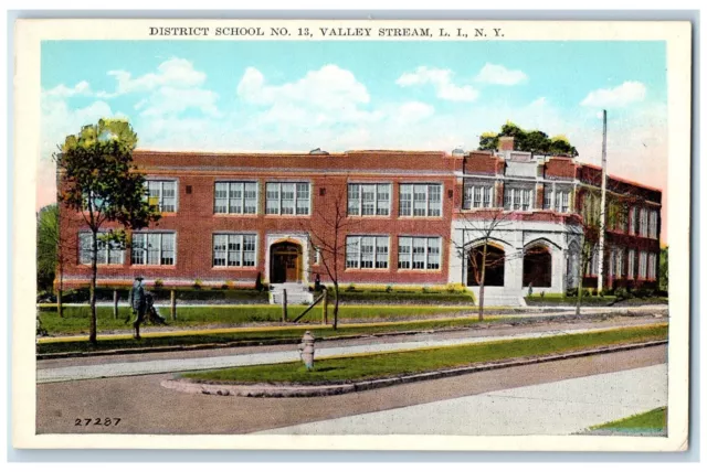 c1920's District School No.13 Building Fire Hydrant Valley Stream N.Y. Postcard